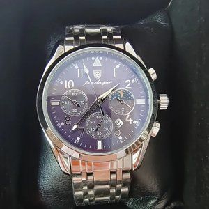 POEDAGAR Luxury Business Quartz Strap Stainless Steel Sports Men's Watch